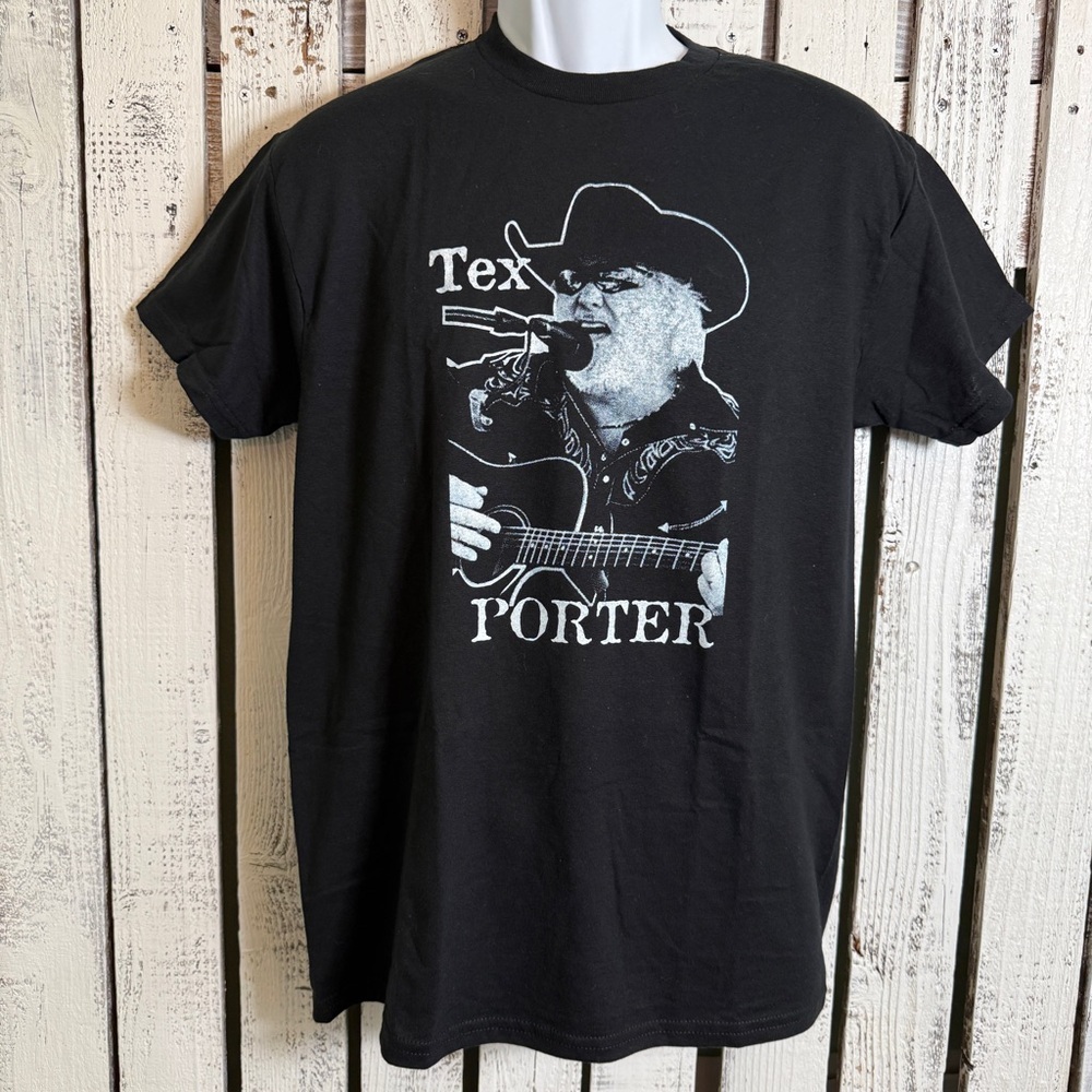 Tex Porter‎ Texas Local Country Music T-shirt Medium Gildan Black Cowboy Western
